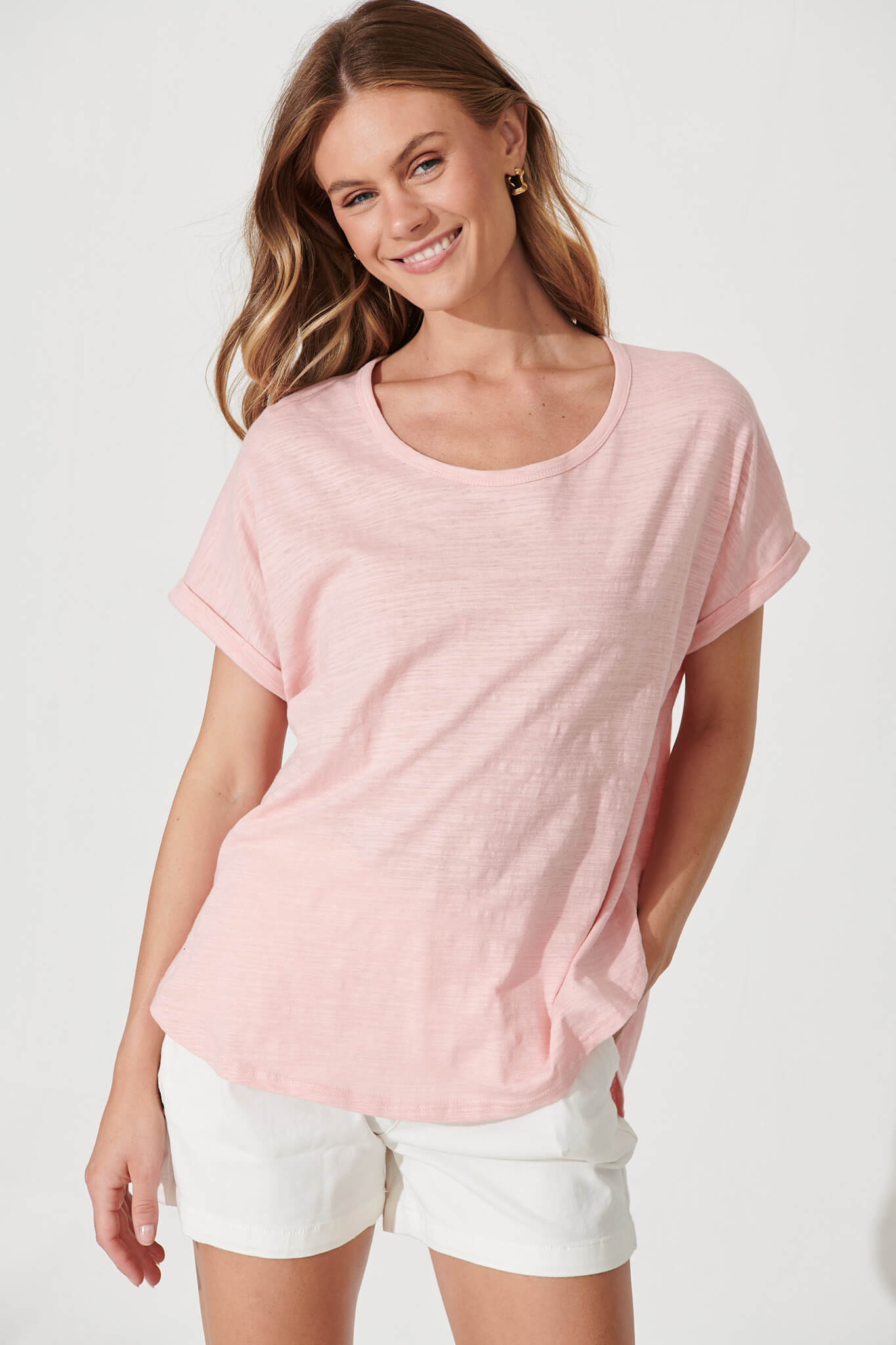 Lois Tshirt In Blush Cotton - front