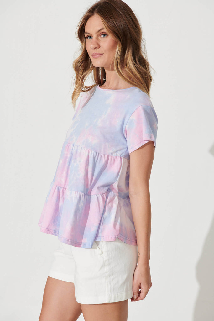 Luca Smock Top In Pink With Purple Cotton - side