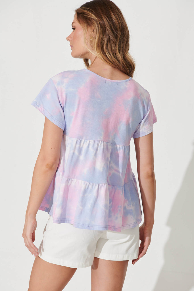 Luca Smock Top In Pink With Purple Cotton - back