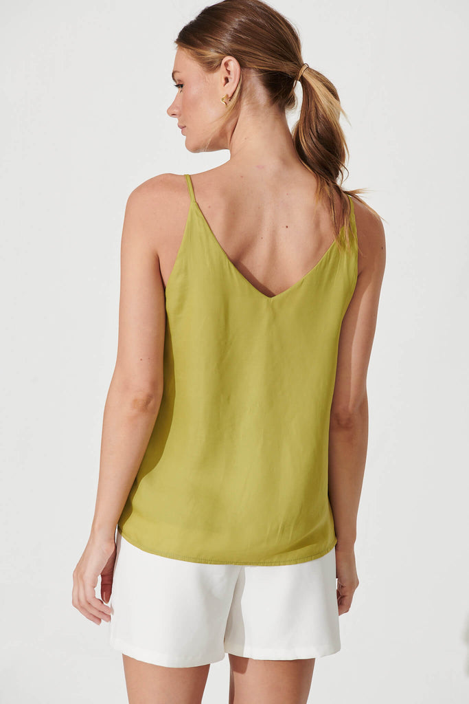 Rowland Cami In Olive Green Satin - back