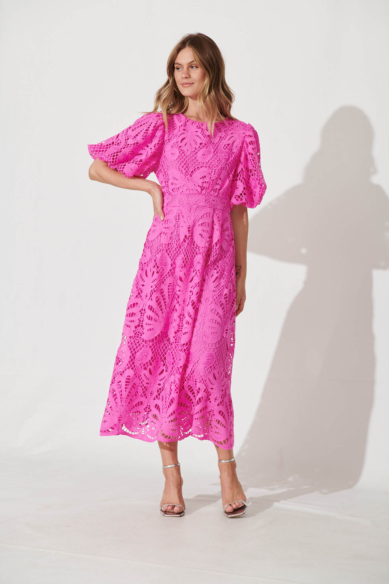 Tillie Lace Maxi Dress In Raspberry - full length
