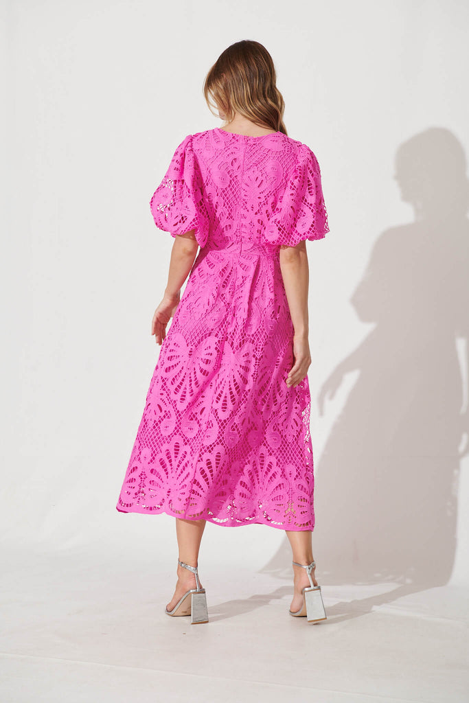 Tillie Lace Maxi Dress In Raspberry - back