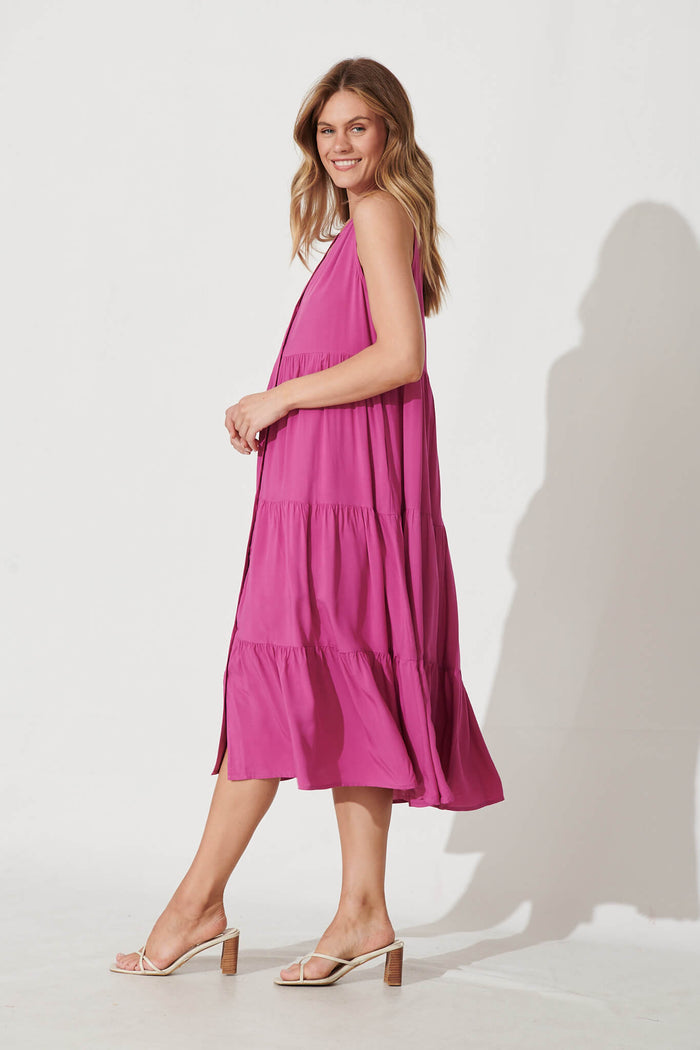 Wonderwall Midi Dress In Magenta - side