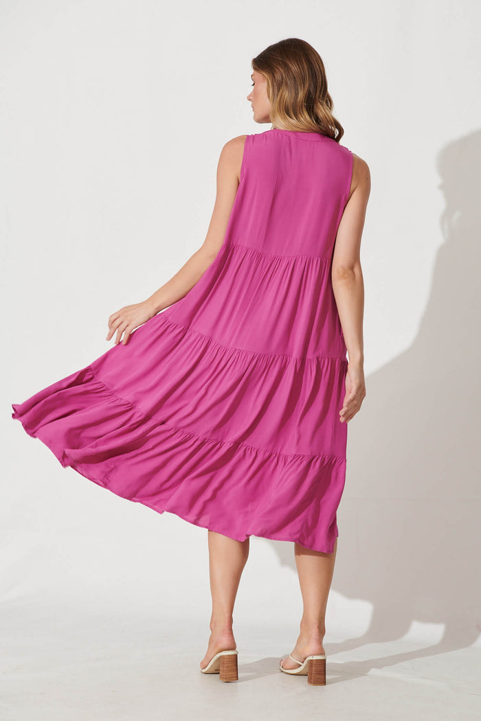 Wonderwall Midi Dress In Magenta - back