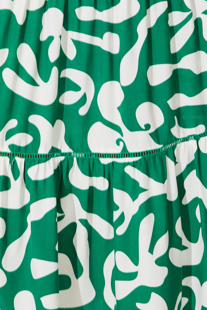 Freedom Maxi Skirt In Green With White Print - fabric