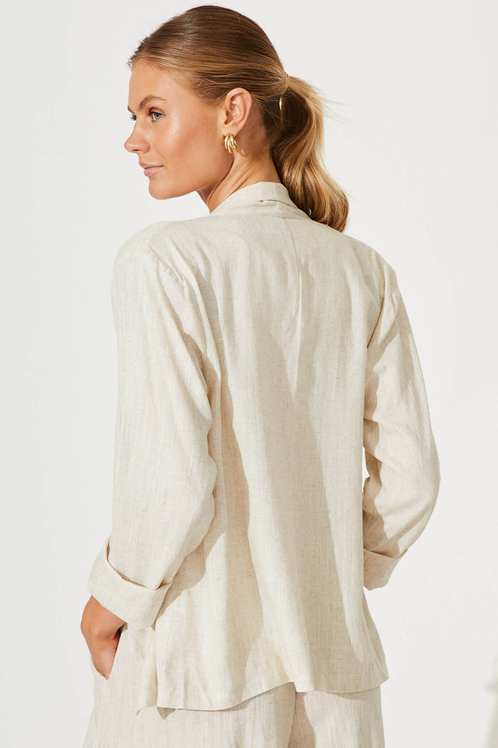 Moresby Blazer In Oatmeal Cotton Linen - back