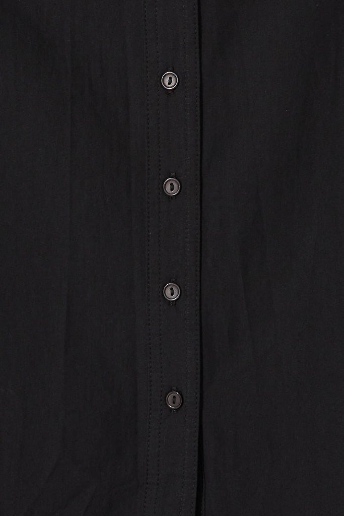 Miles Midi Shirt Dress In Black Cotton - fabric