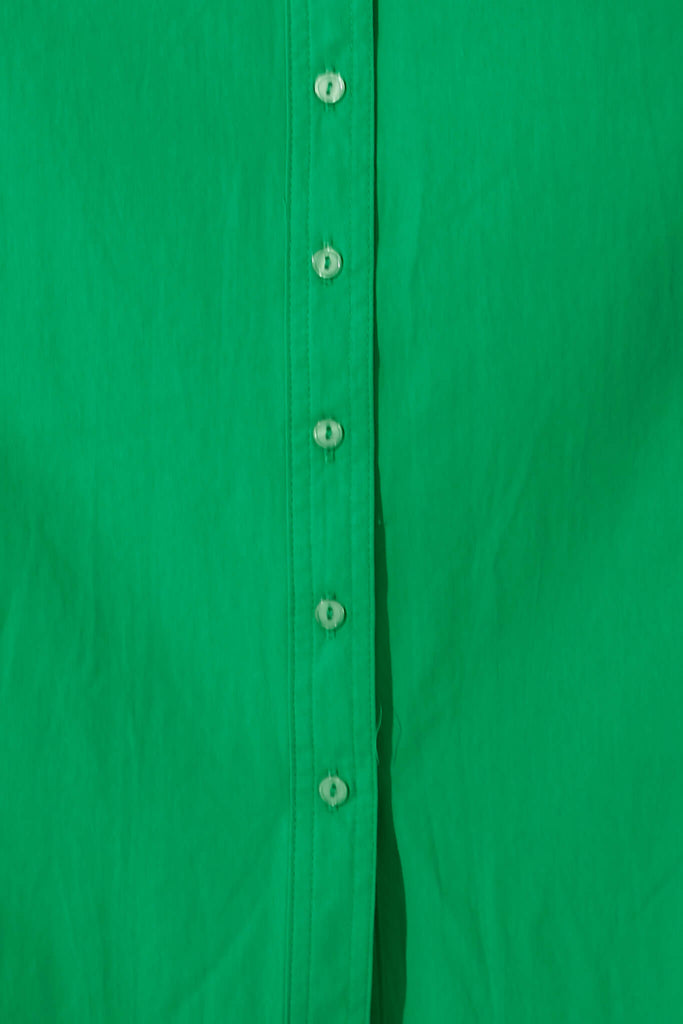 Miles Midi Shirt Dress In Green Cotton - fabric