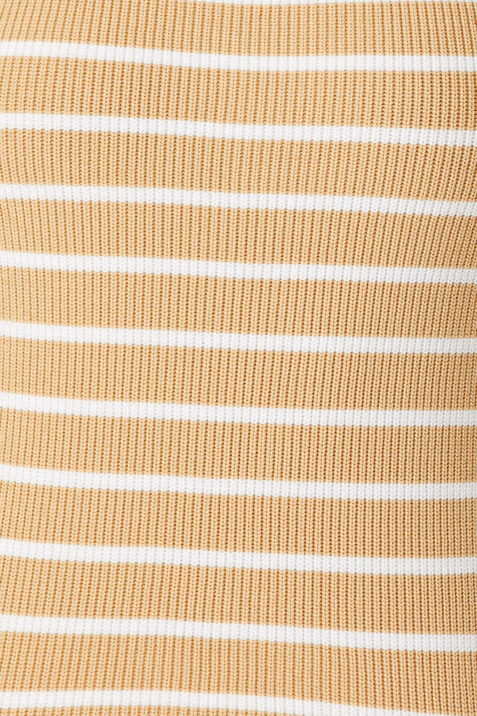 Etta Top In Beige And White Stripe - fabric