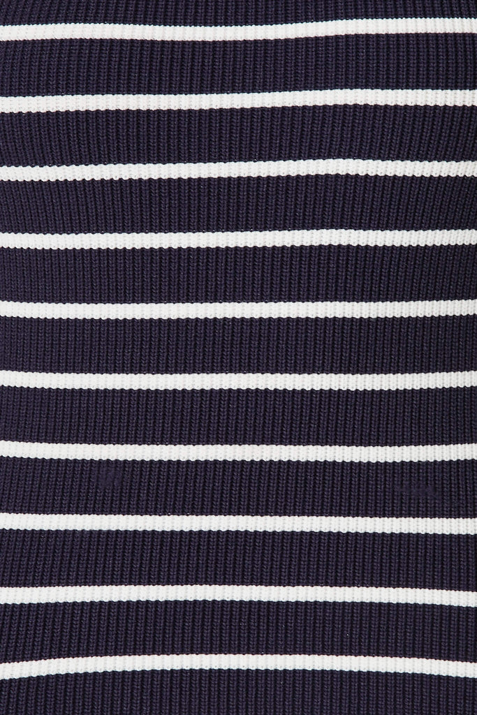 Etta Top In Navy And White Stripe - fabric
