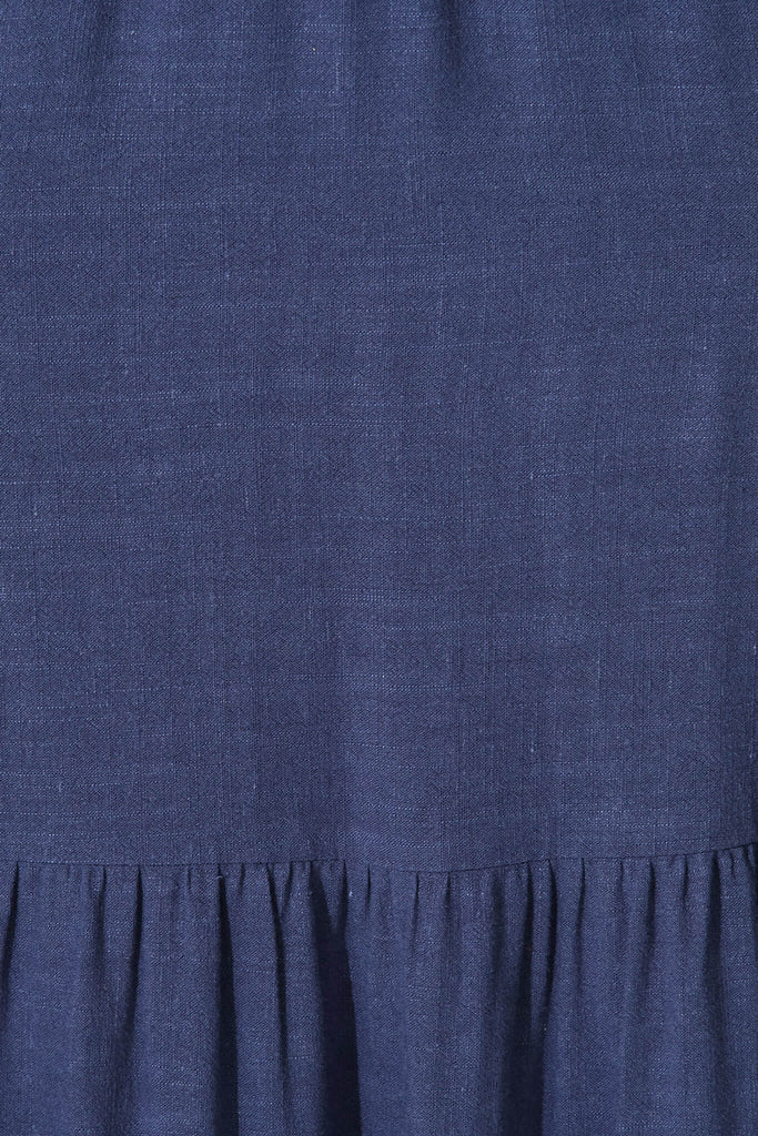 Caribbean Midi Dress In Navy Linen - fabric