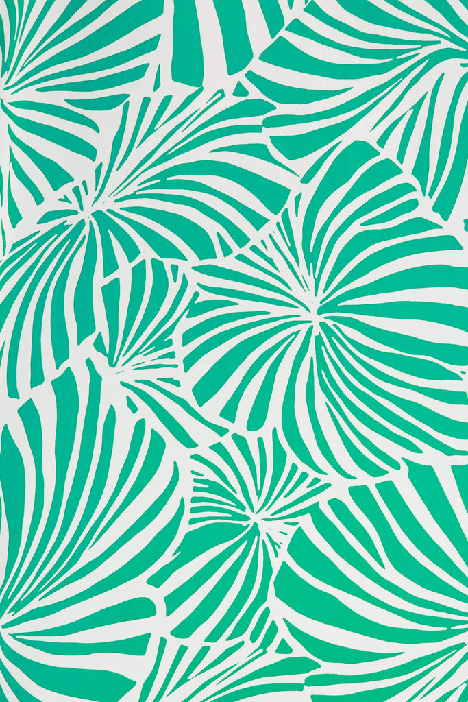 Sonica Top In Green And White Palm Print - fabric