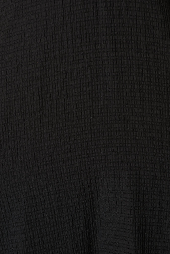 Zeta Midi Dress In Black Textured Organza Cotton Blend - fabric