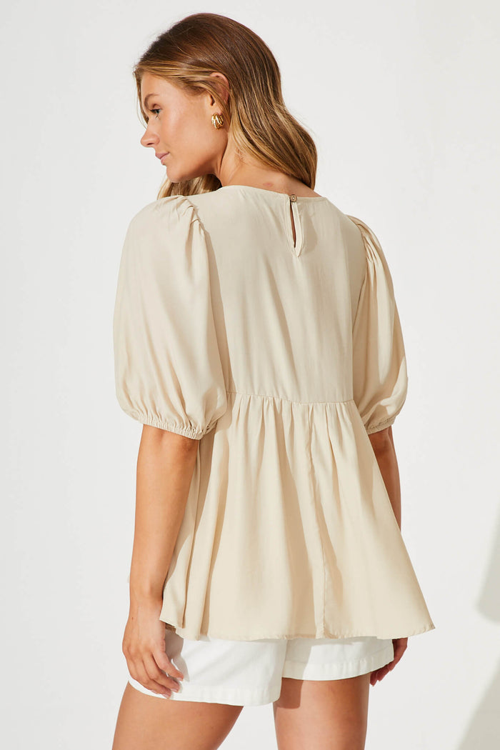 Chesta Top In Beige - back