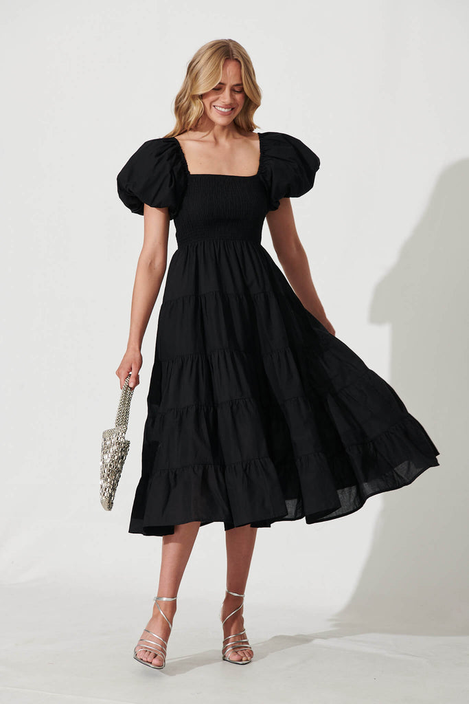 Kaitlyn Midi Dress In Black - full length