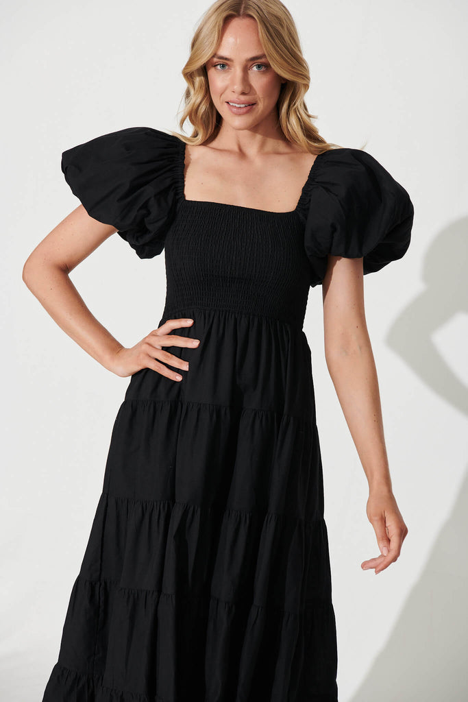Kaitlyn Midi Dress In Black - front