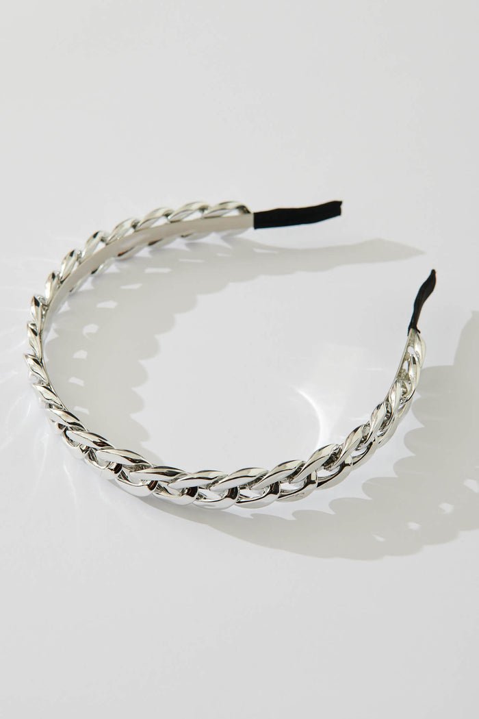 August + Delilah Shelley Headband In Silver - flatlay