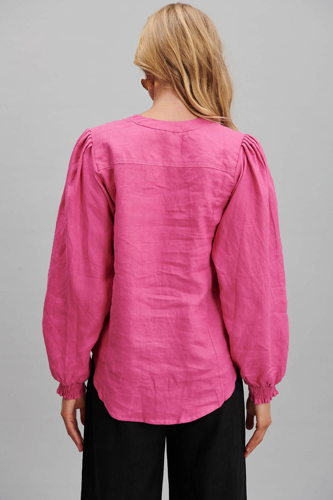 Republica Top In Hot Pink Pure Linen - back