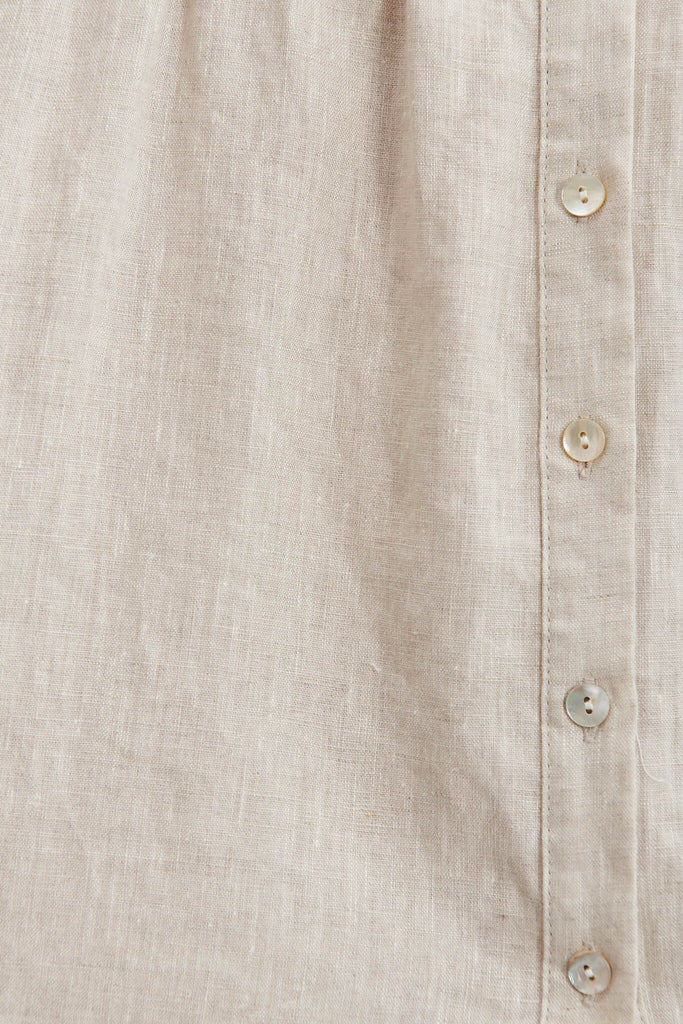Simpson Smock Dress In Oatmeal Pure Linen - fabric