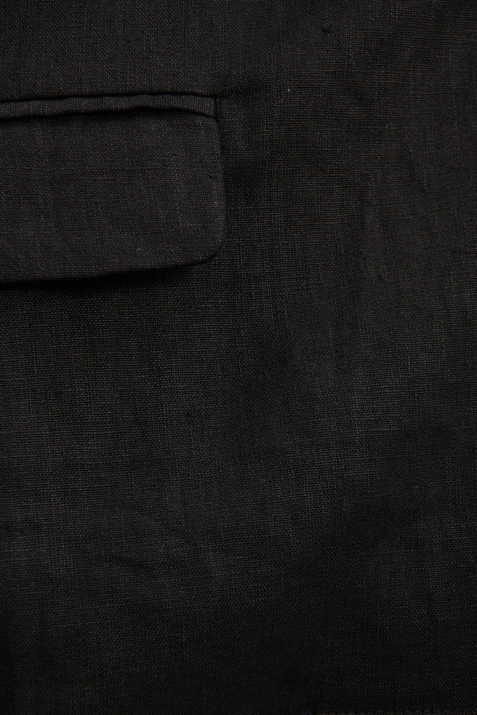 Belmore Blazer In Black Pure Linen - fabric