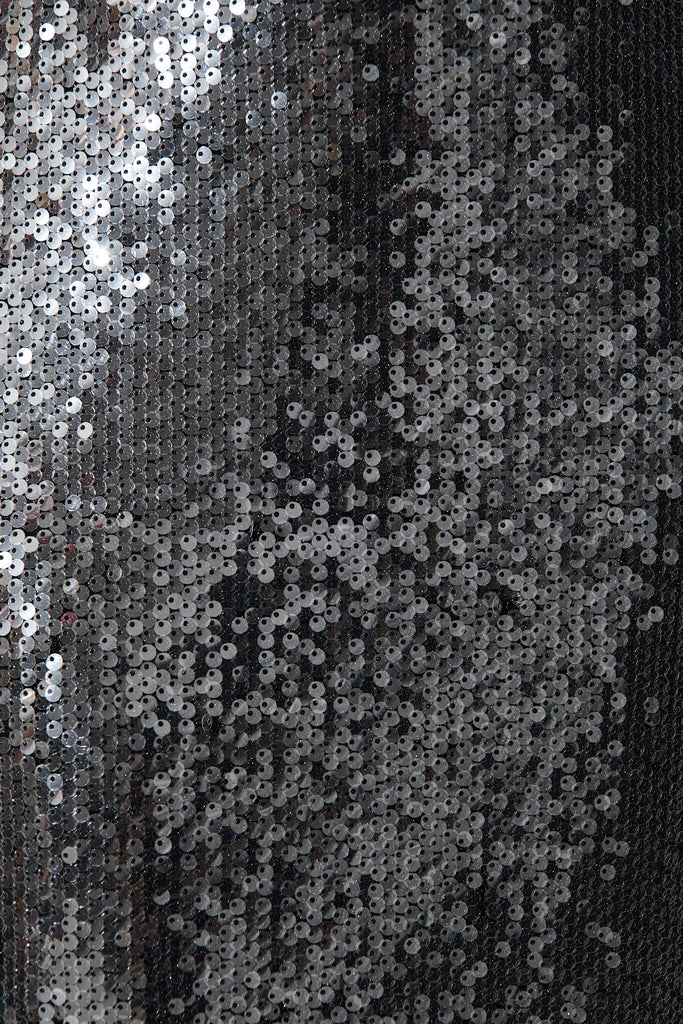 Astara Midi Skirt In Pewter Sequin - fabric