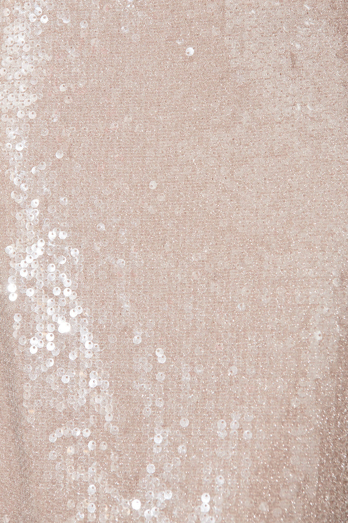Astara Midi Skirt In Blush Sequin - fabric