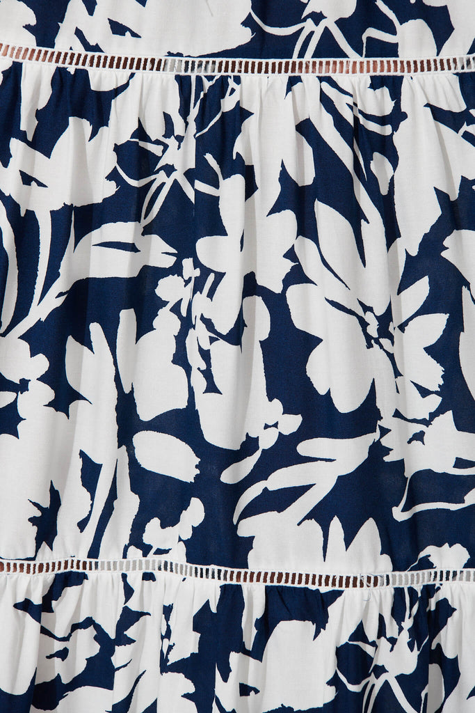 Freedom Maxi Skirt In Navy With White Floral Print - fabric