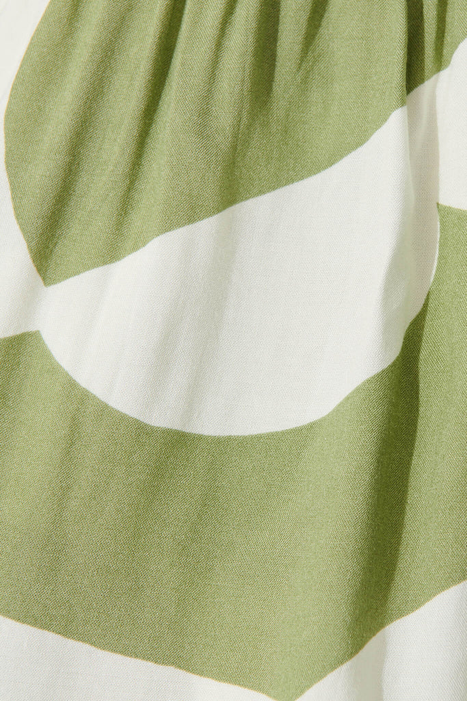 Relia Top In Olive And Cream Geometric Print - fabric