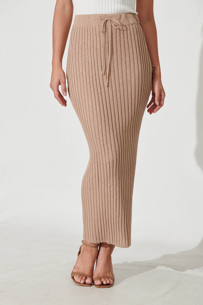 Winston Maxi Knit Skirt In Latte Brown - front