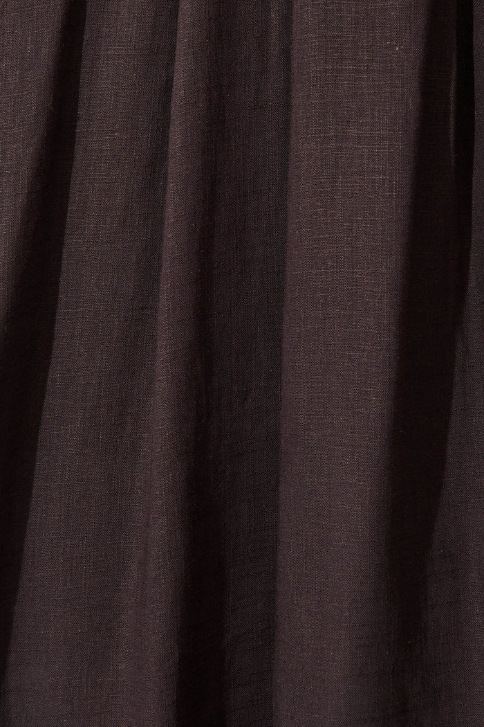 Bailey Midi Skirt In Slate Grey Linen - fabric