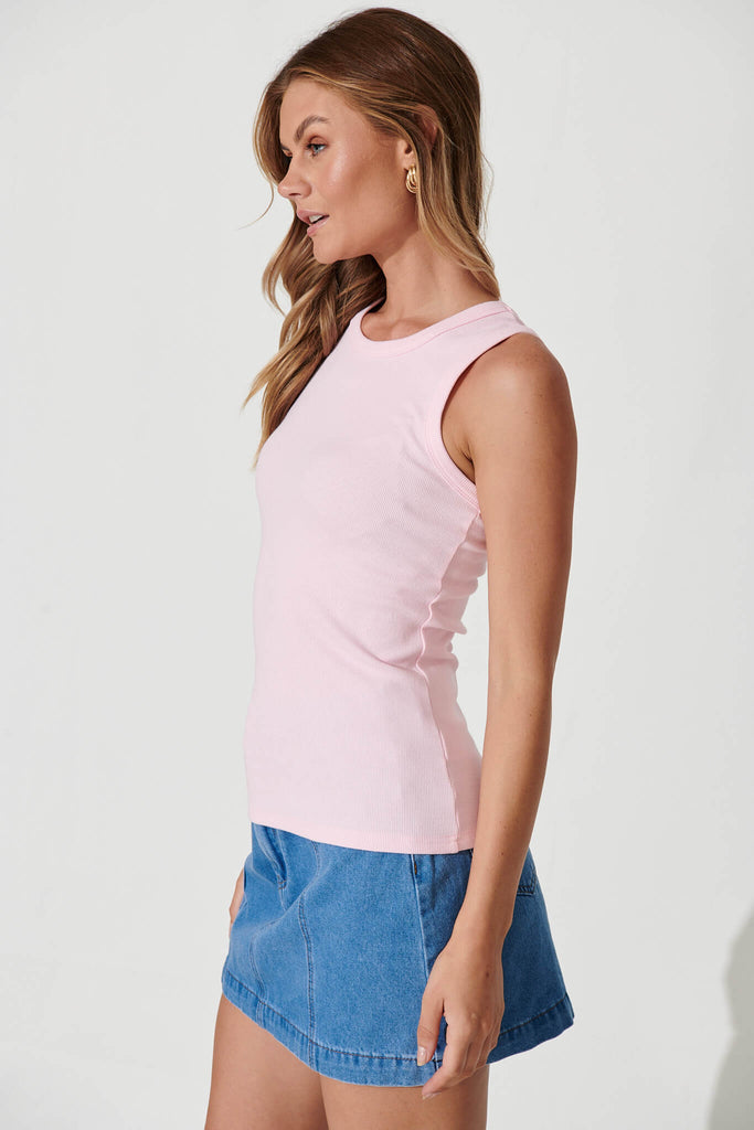 Equinox Top In Blush Cotton Blend - side