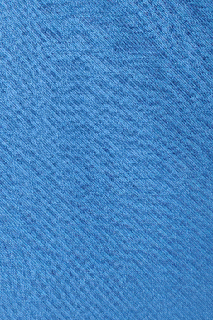 Renew Blazer In Blue Cotton Linen Blend - fabric