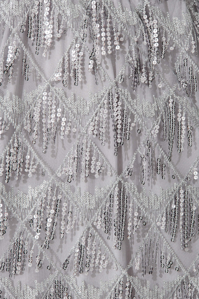 Seema Sequin Dress In Silver - fabric