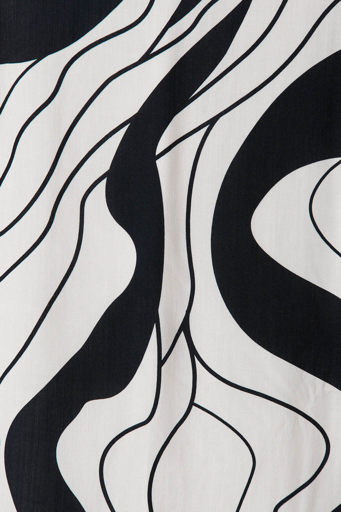 Bibi Midi Sundress In Cream With Black Swirl Linen Blend - fabric