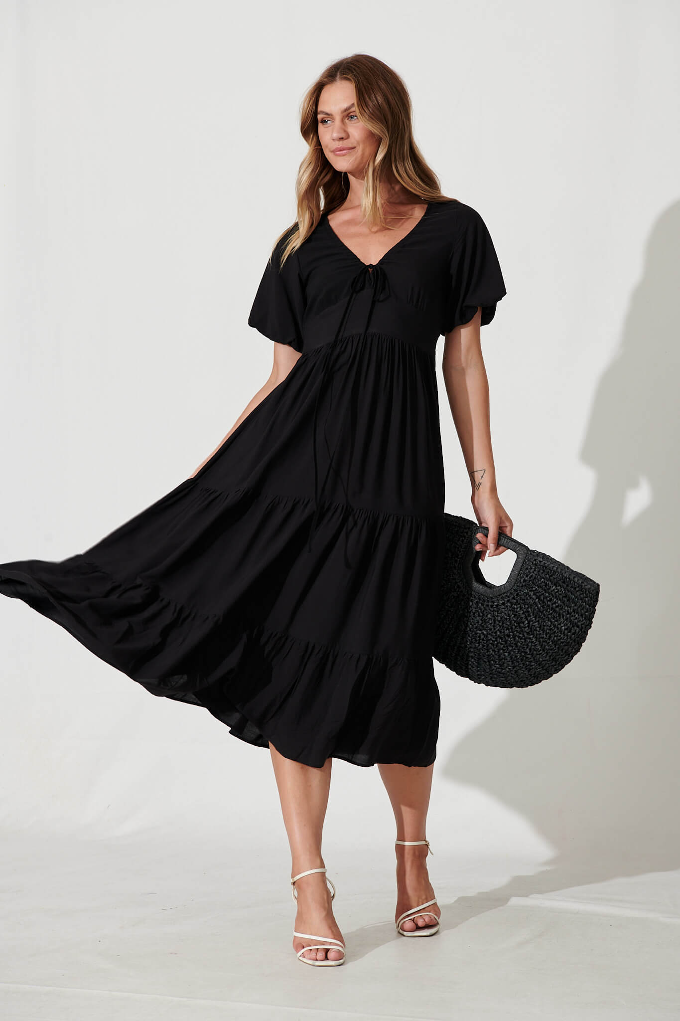 Julia Midi Dress In Black - full length