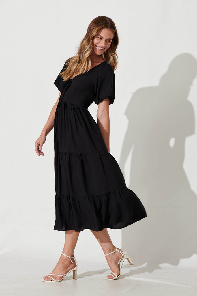 Julia Midi Dress In Black - side