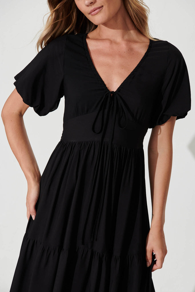 Julia Midi Dress In Black - detail
