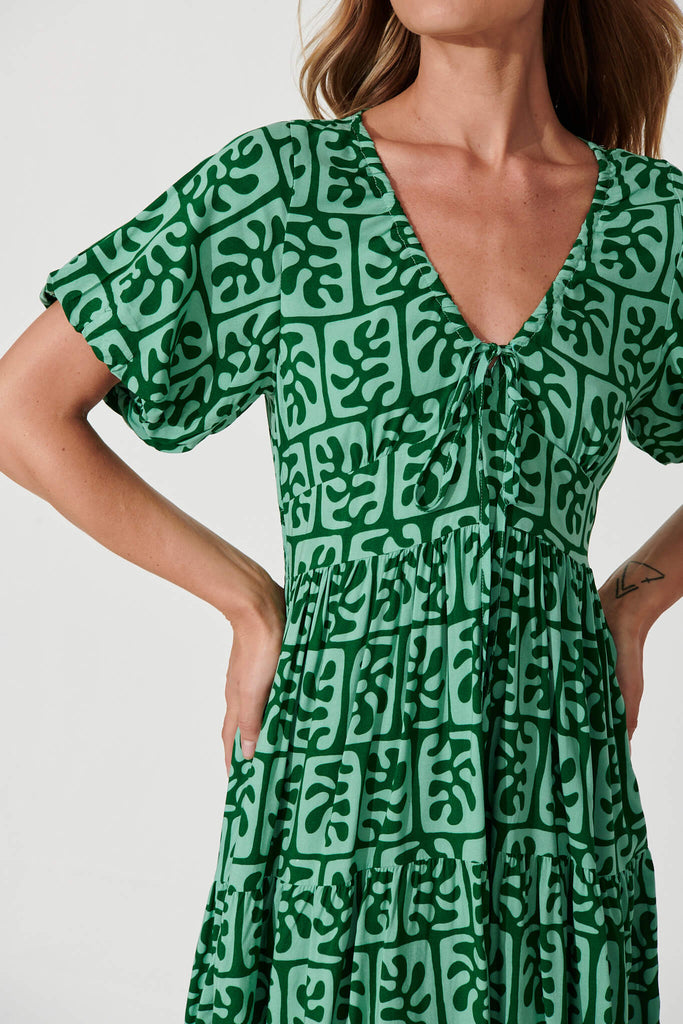 Julieta Dress In Green Print - detail