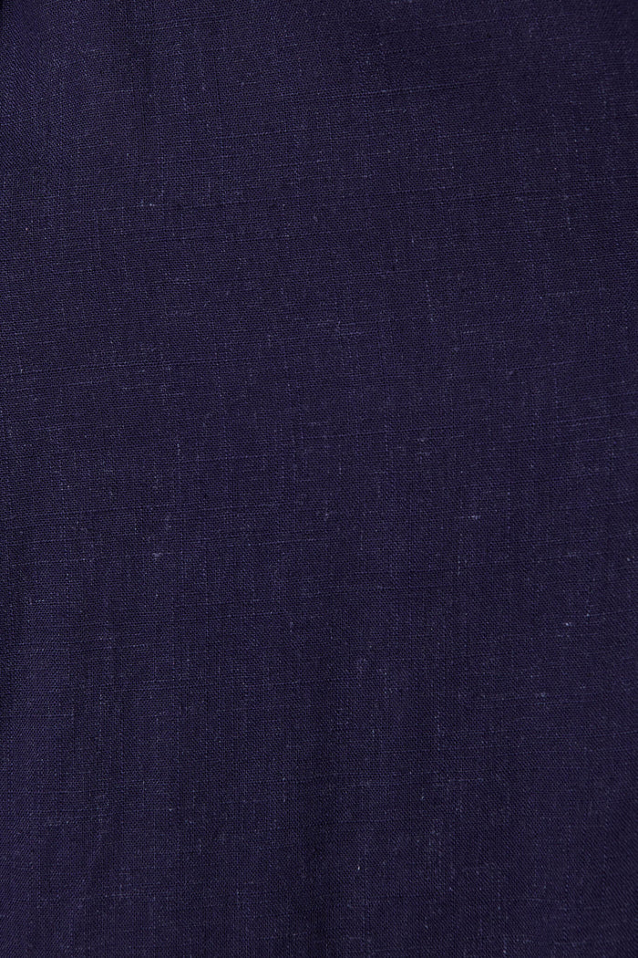 Vanuatu Shirt Dress In Navy Linen Blend - fabric