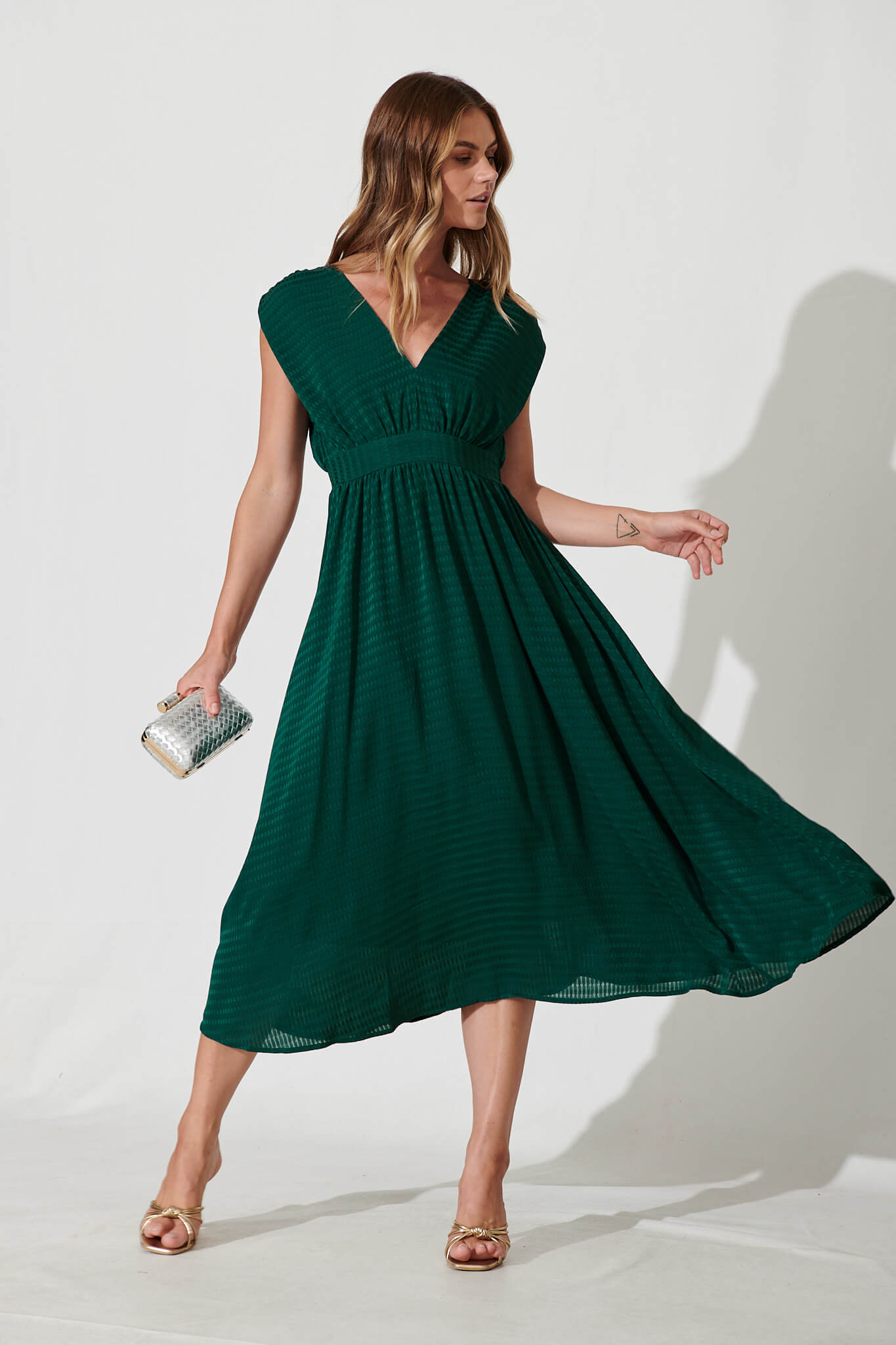 Maxine Midi Dress In Emerald - full length