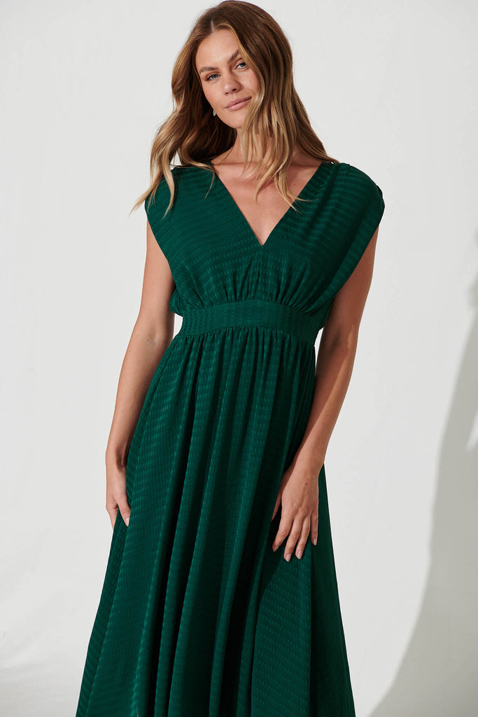 Maxine Midi Dress In Emerald - front