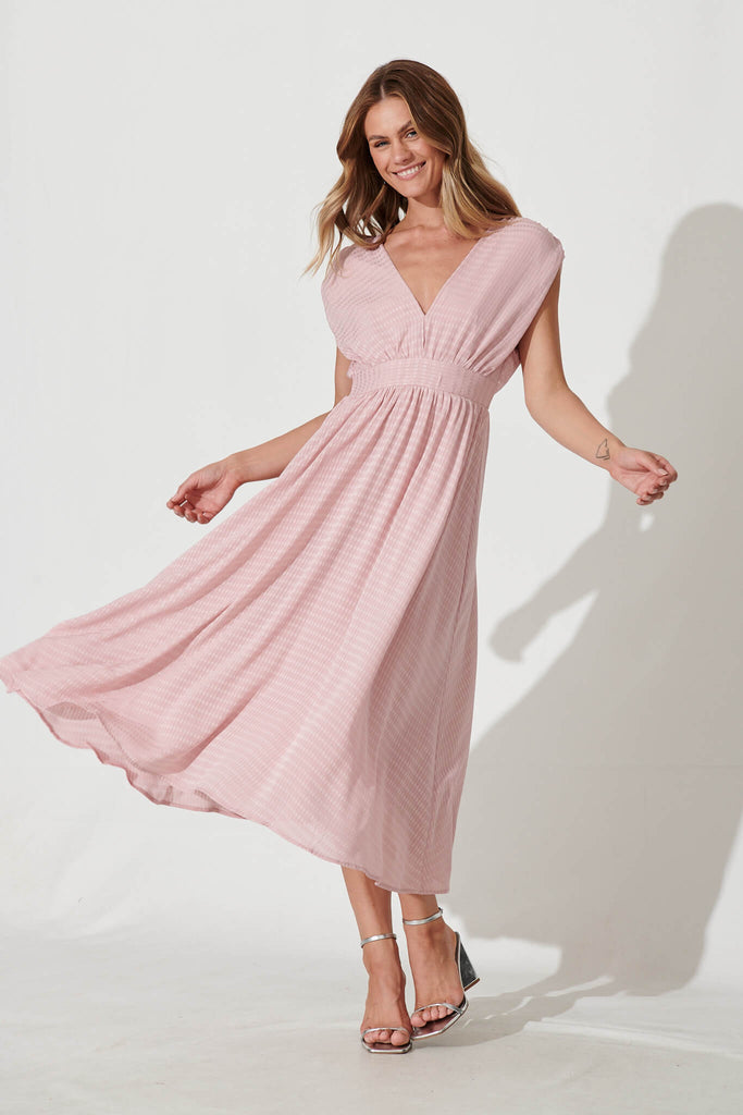 Maxine Midi Dress In Blush - full length