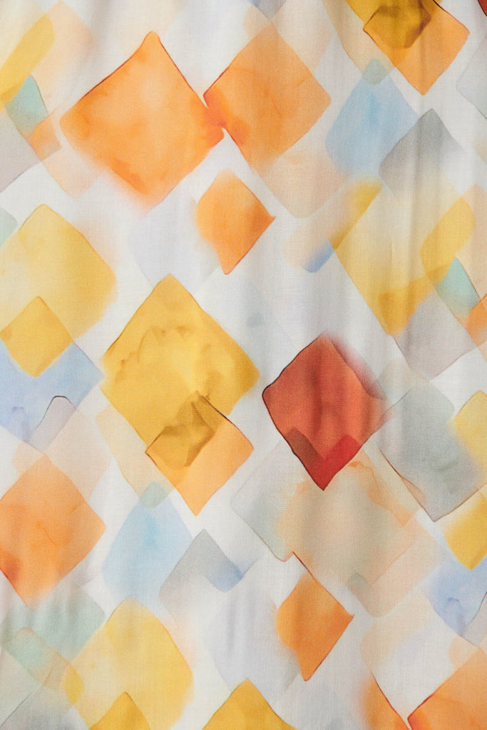 Aleta Maxi Dress In Orange Multi Diamond Print - fabric