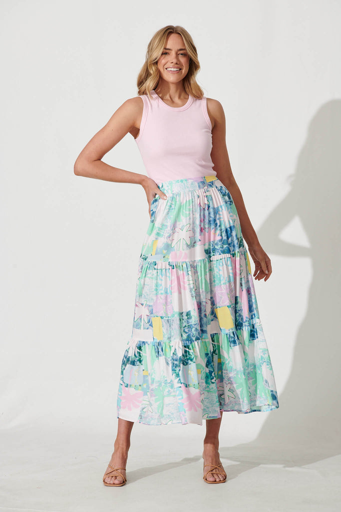 Wanderlust Maxi Skirt In Pastel Multi - full length