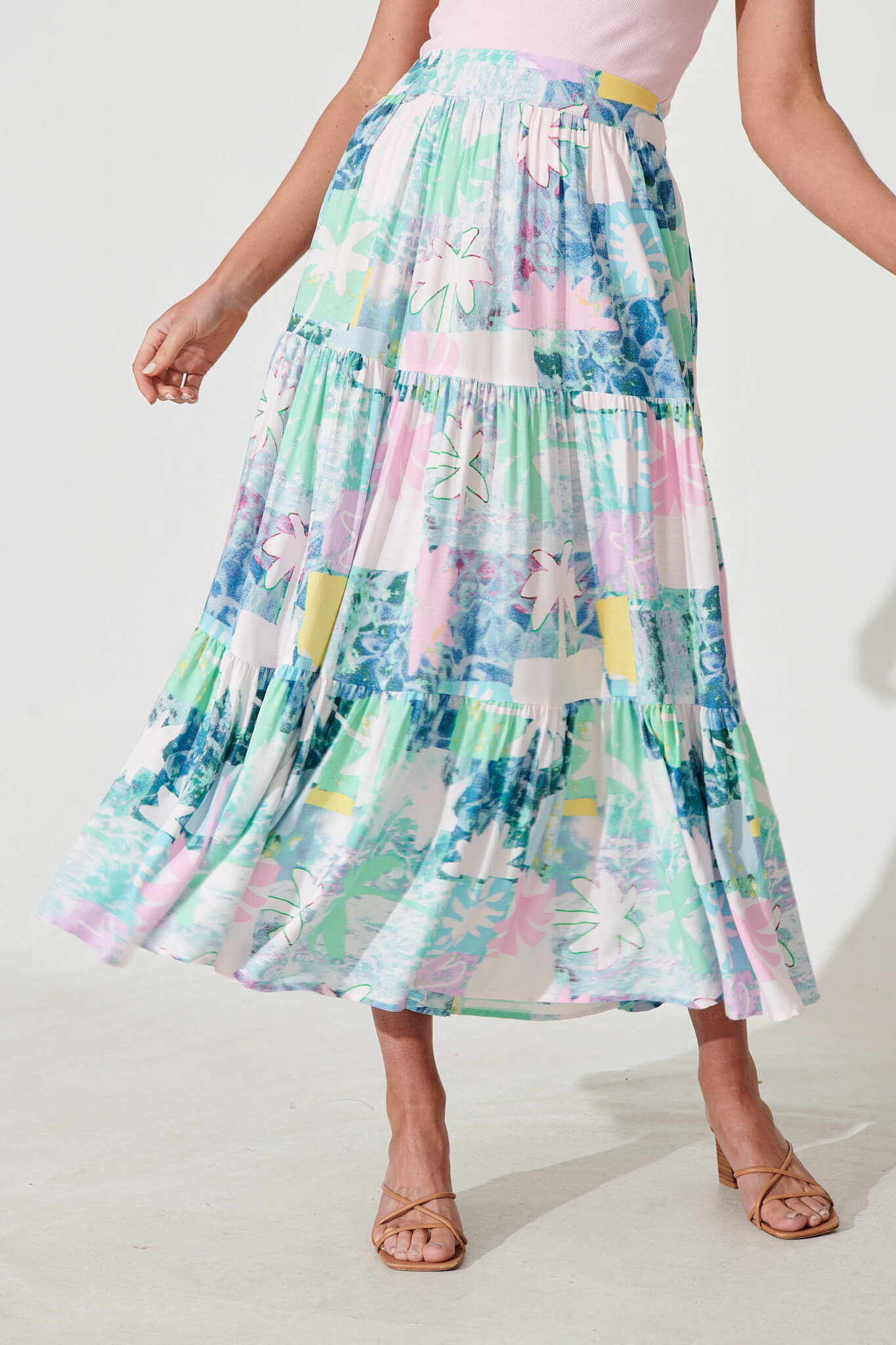 Floral maxi top skirt pastel