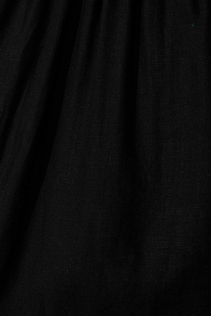 Similan Smock Dress In Black Linen Blend - fabric