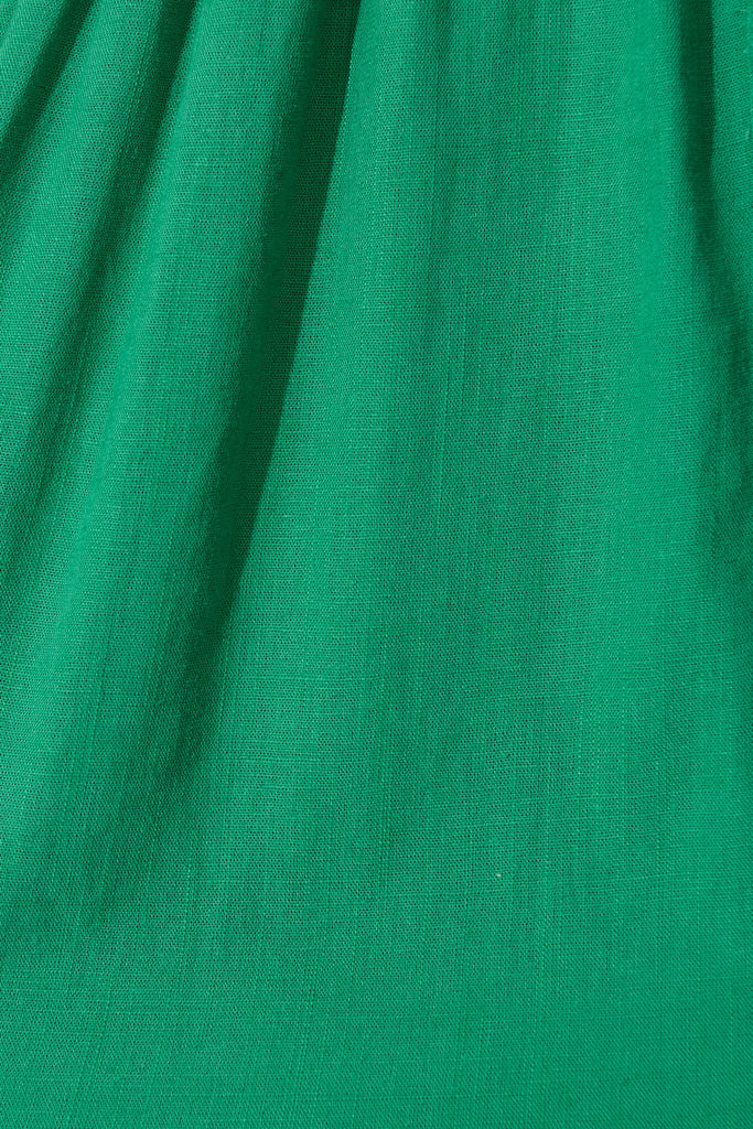 Similan Smock Dress In Jade Linen Blend - fabric