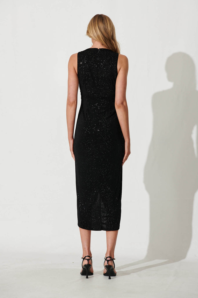 Amanda Midi Dress In Black Glitter - back