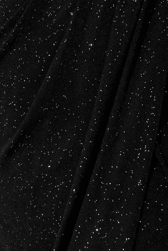 Amanda Midi Dress In Black Glitter - fabric
