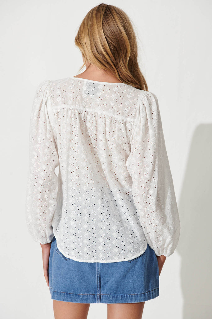 Tiffa Shirt In White Broderie Cotton - back